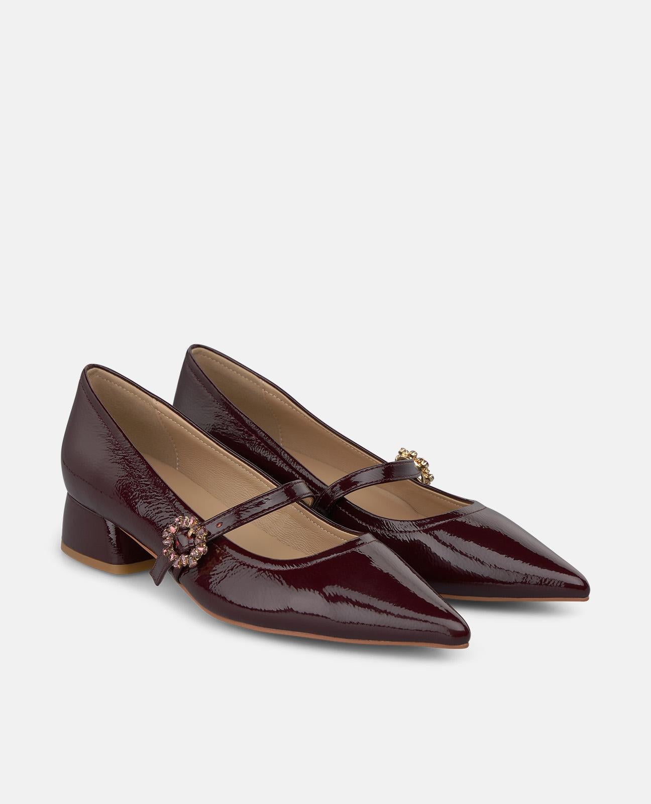 alma-en-pena-ballerina-bordeaux-mit-schnalle-flacher-lederschuh-3-5-cm image 2