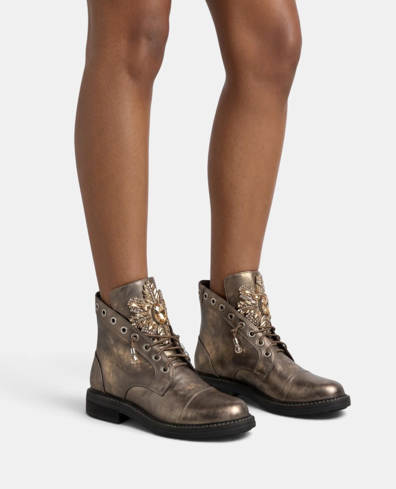alma-en-pena-military-loot-bronze-damen-schn-r-stiefeletten-leder-flach-3-cm image 5
