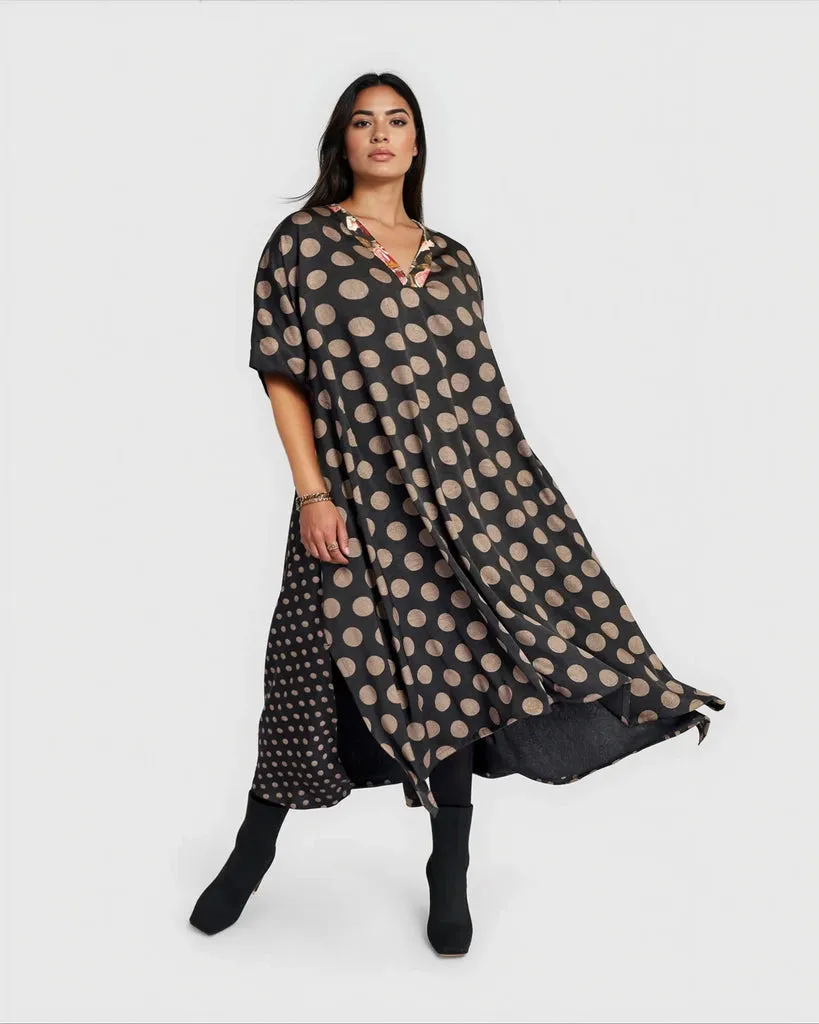 alembika-maison-a-linien-kleid-black-bronze-dots image 1