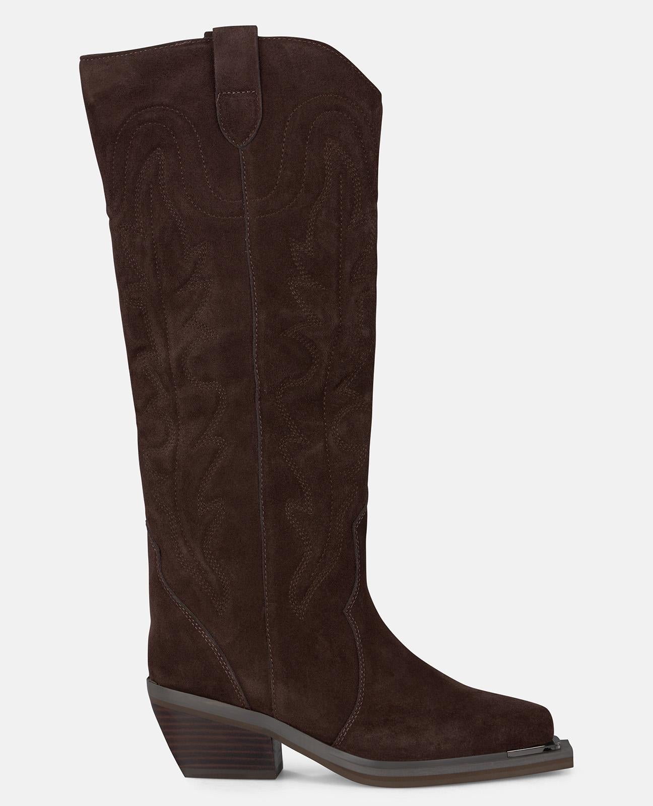 alma-en-pena-embroidered-flat-boot-stick-stiefel-braun-6-cm image 1