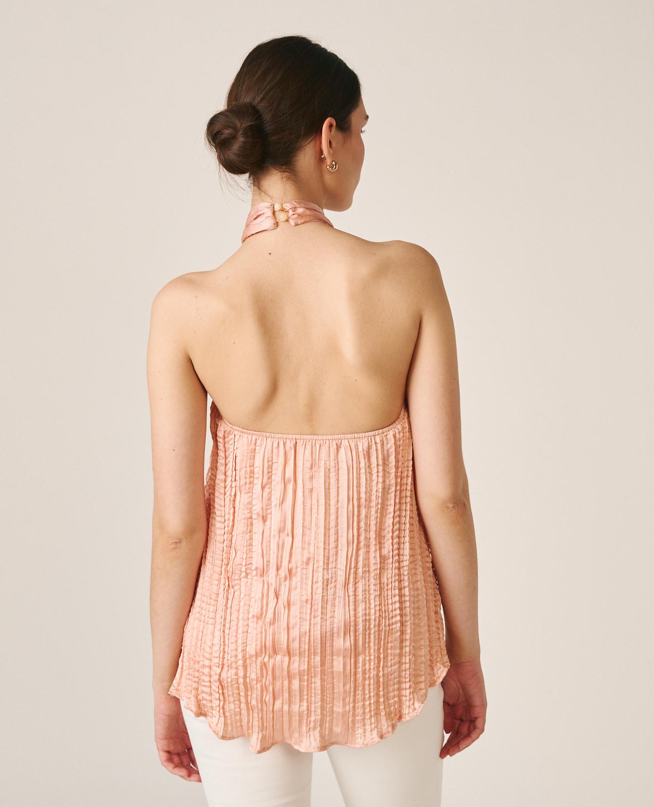 alma-en-pena-starfish-blouse-damen-bluse-satin-rosa-neckholder image 8