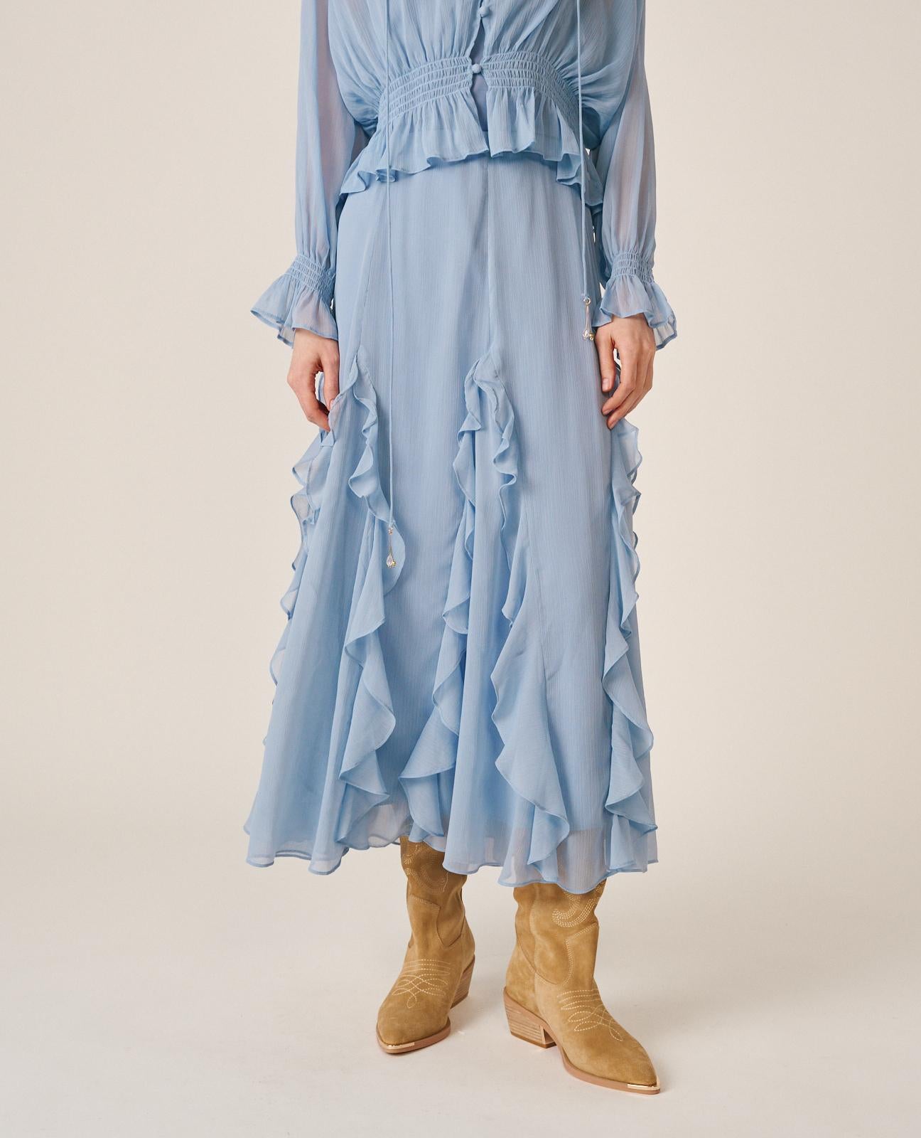 alma-en-pena-chiffon-midirock-hellblau-ausgestellt-mit-futter image 4