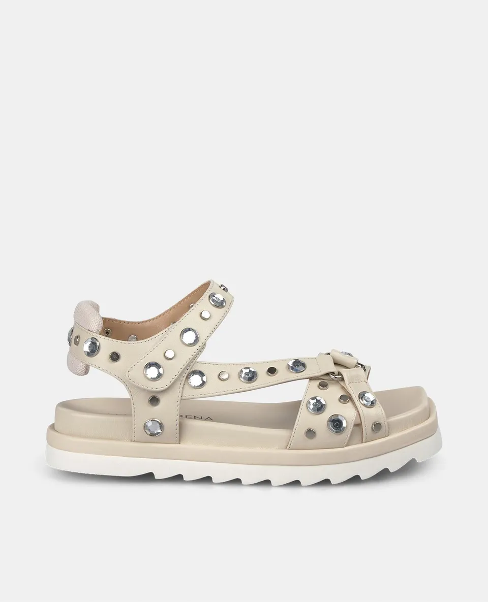 alma-en-pena-flat-sandal-with-track-sole-flache-sandale-beige-2cm image 1