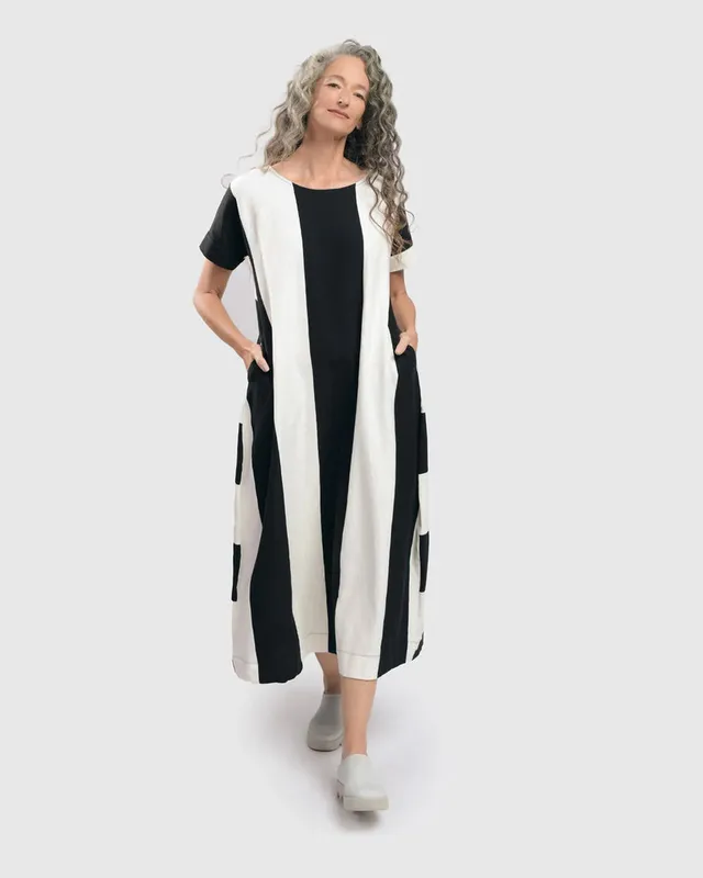 alembika-urban-anna-stripe-a-line-maxi-dress-white-black image 1