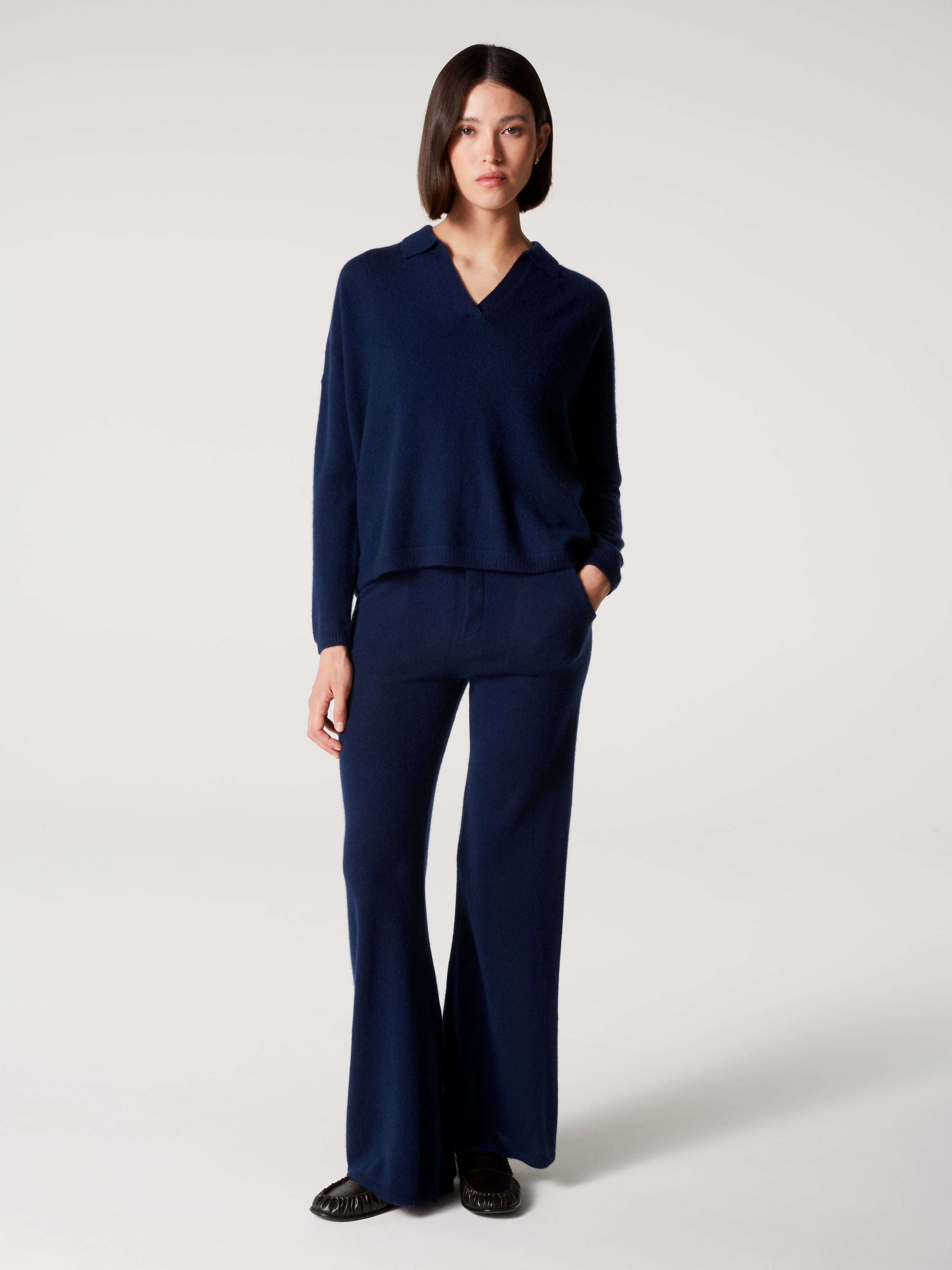 absolut-maya-damen-kaschmir-pullover-polo-kragen-oversize-navy image 2