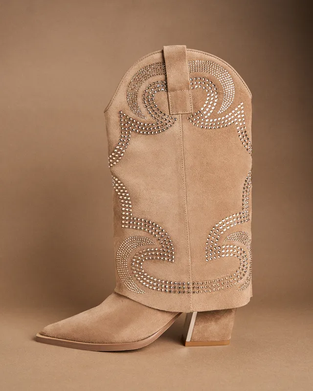 alma-en-pena-cowboystiefel-velours-vis-n-strass-8-cm image 1