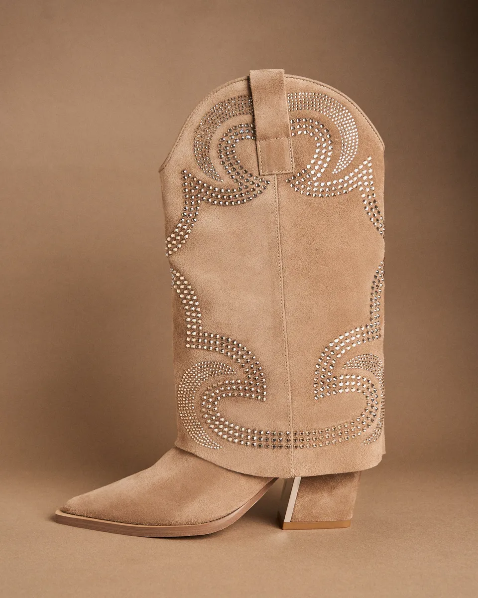 alma-en-pena-cowboystiefel-velours-vis-n-strass-8-cm image 1