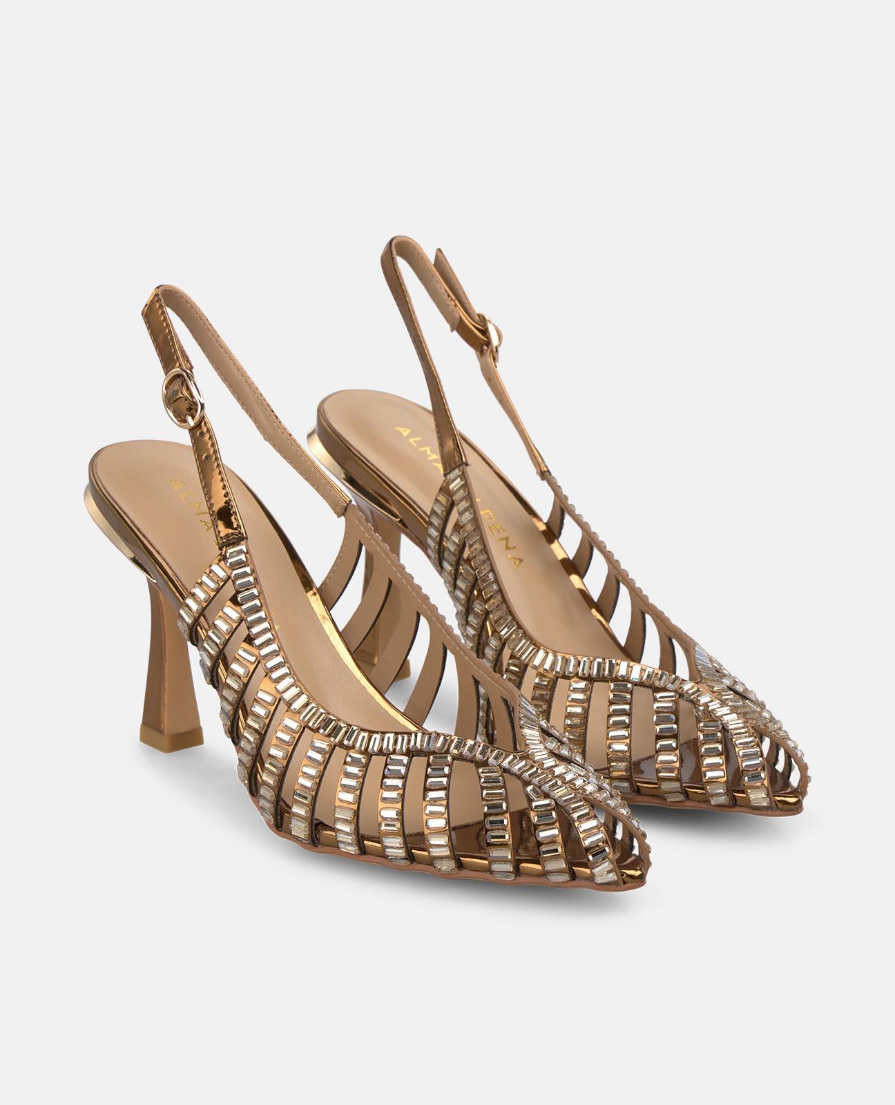 alma-en-pena-metallic-grille-pumps-bronze-8-cm image 2