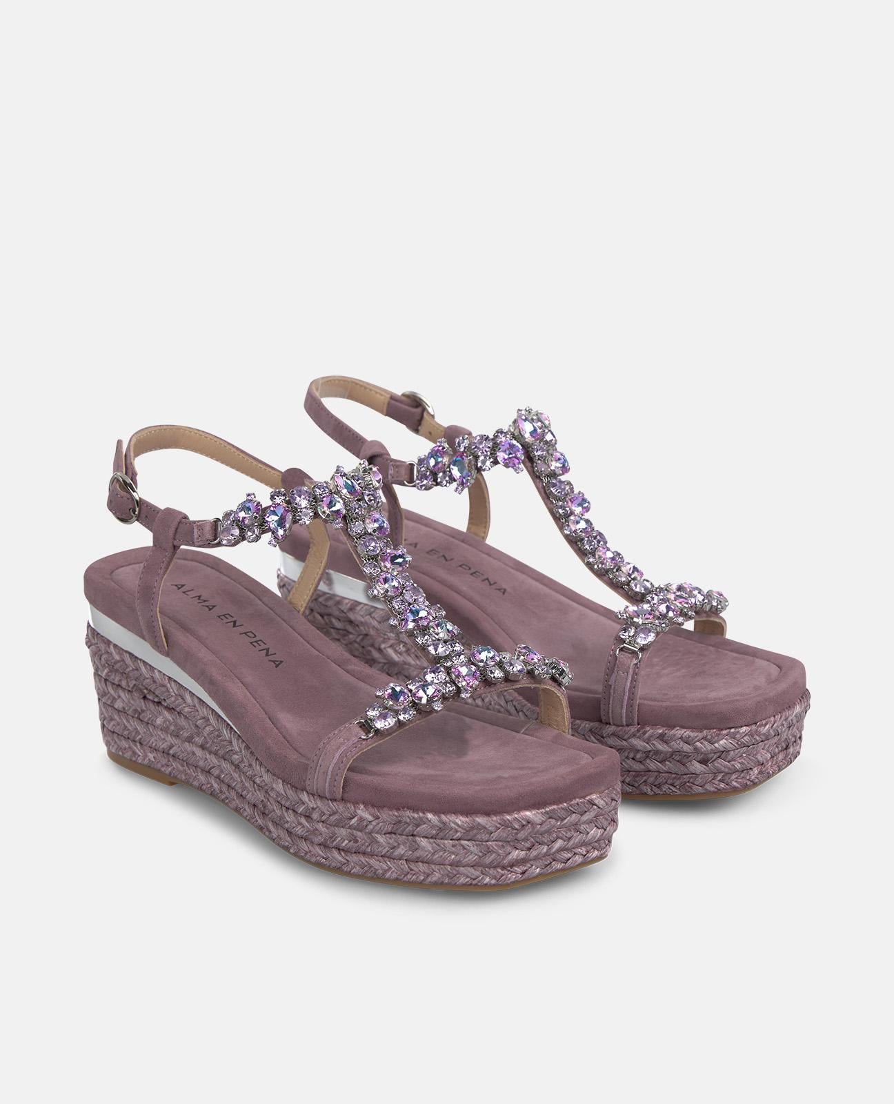 alma-en-pena-espadrille-keilsandale-lavanda-t-riemen-strass-7-5-cm-keil image 2