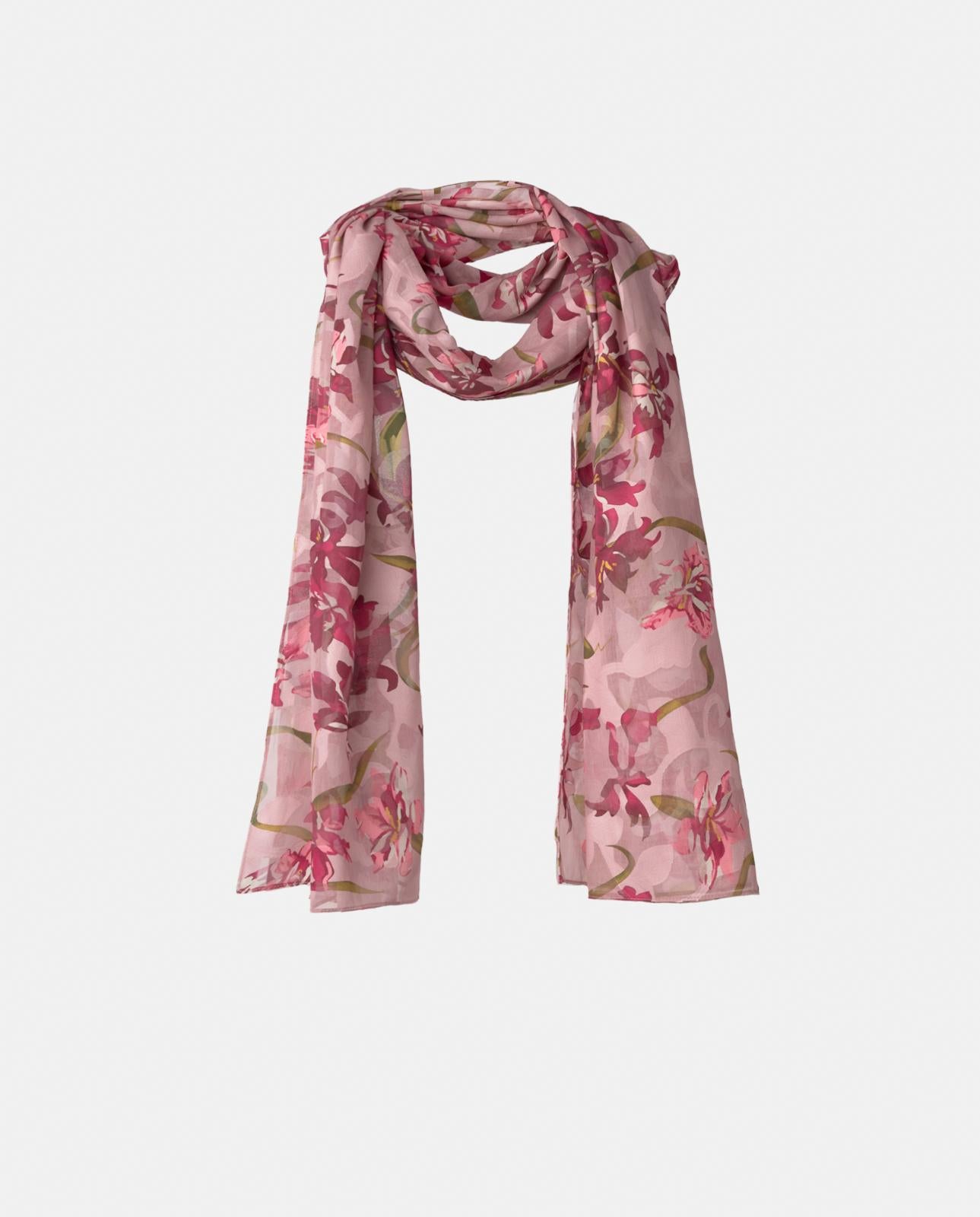 alma-en-pena-floral-print-scarf-jacquard-schal-fuchsia-200-x-70-cm image 1