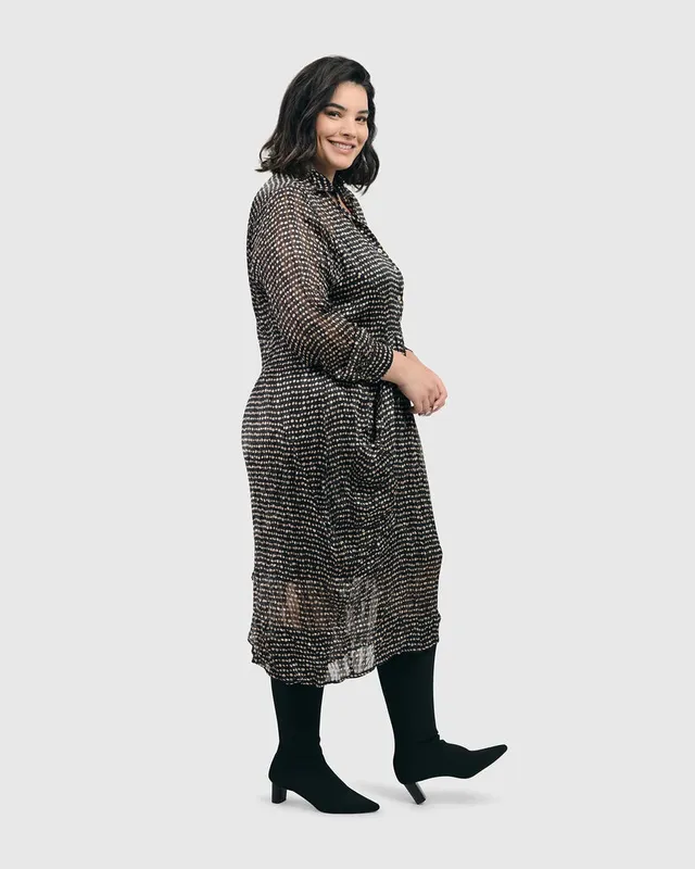 alembika-mist-crinkle-midikleid-coffee-black image 1