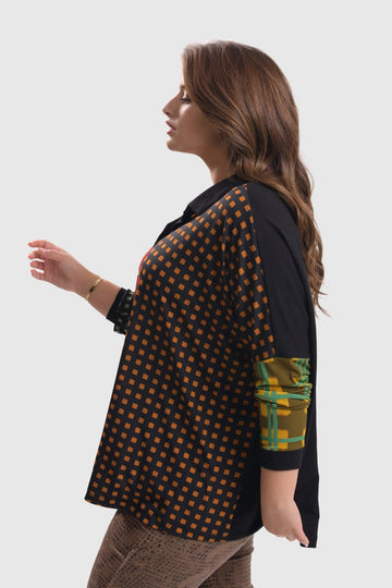 alembika-check-bluse-multi-button-front-karo image 6