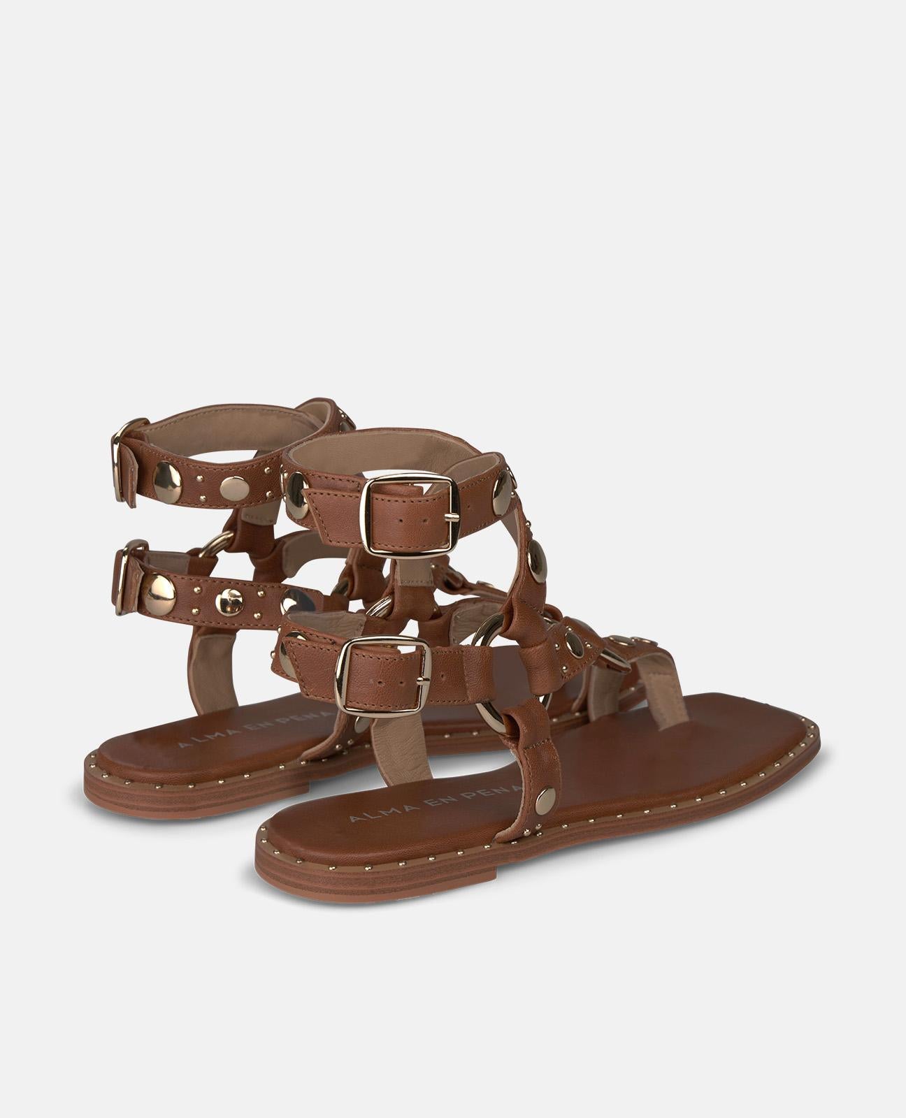 alma-en-pena-studded-sandal-flache-nappa-sandale-camel image 3