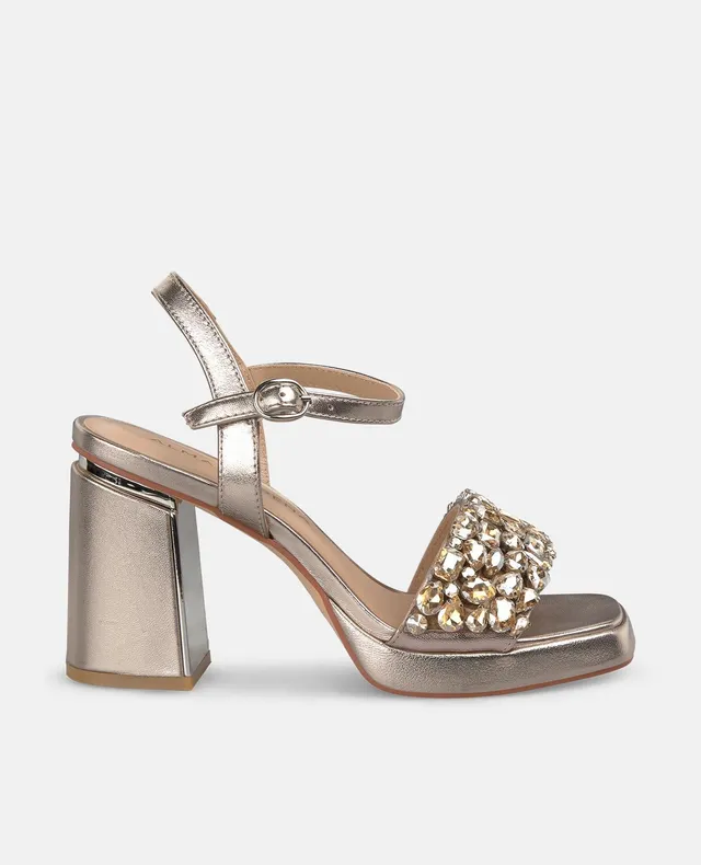 alma-en-pena-wide-strap-sandal-mit-strass-blockabsatz-8-5-cm-bronze image 1
