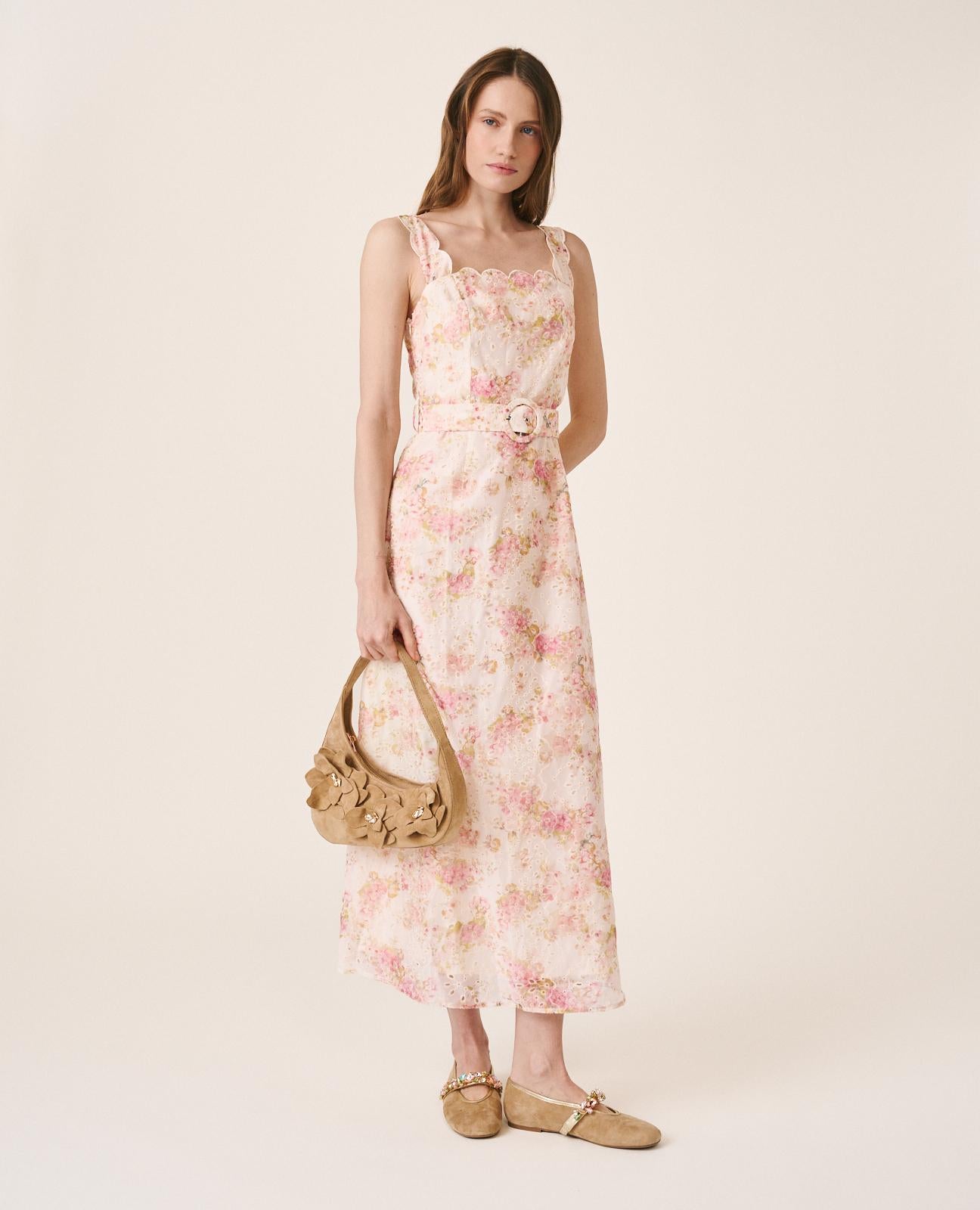 alma-en-pena-maxikleid-lang-rosa-floral-mit-stickerei-und-g-rtel-s image 1