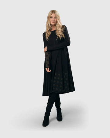 alembika-tekbika-dot-trapeze-dress-black-khaki-midikleid image 5