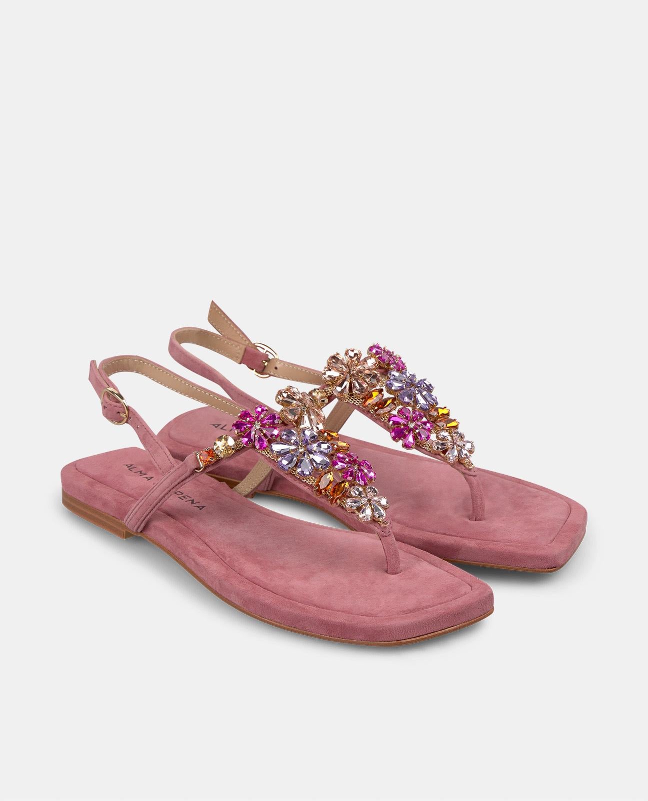 alma-en-pena-flache-sandale-mit-strass-ornamenten-eckig-lila image 2