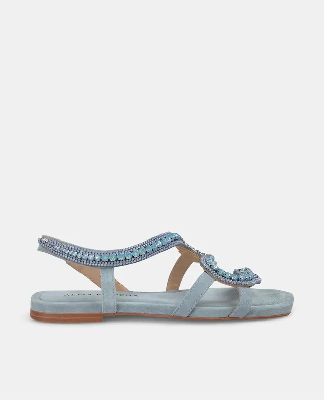 alma-en-pena-snake-sandal-flache-sandale-blau-1-cm image 1
