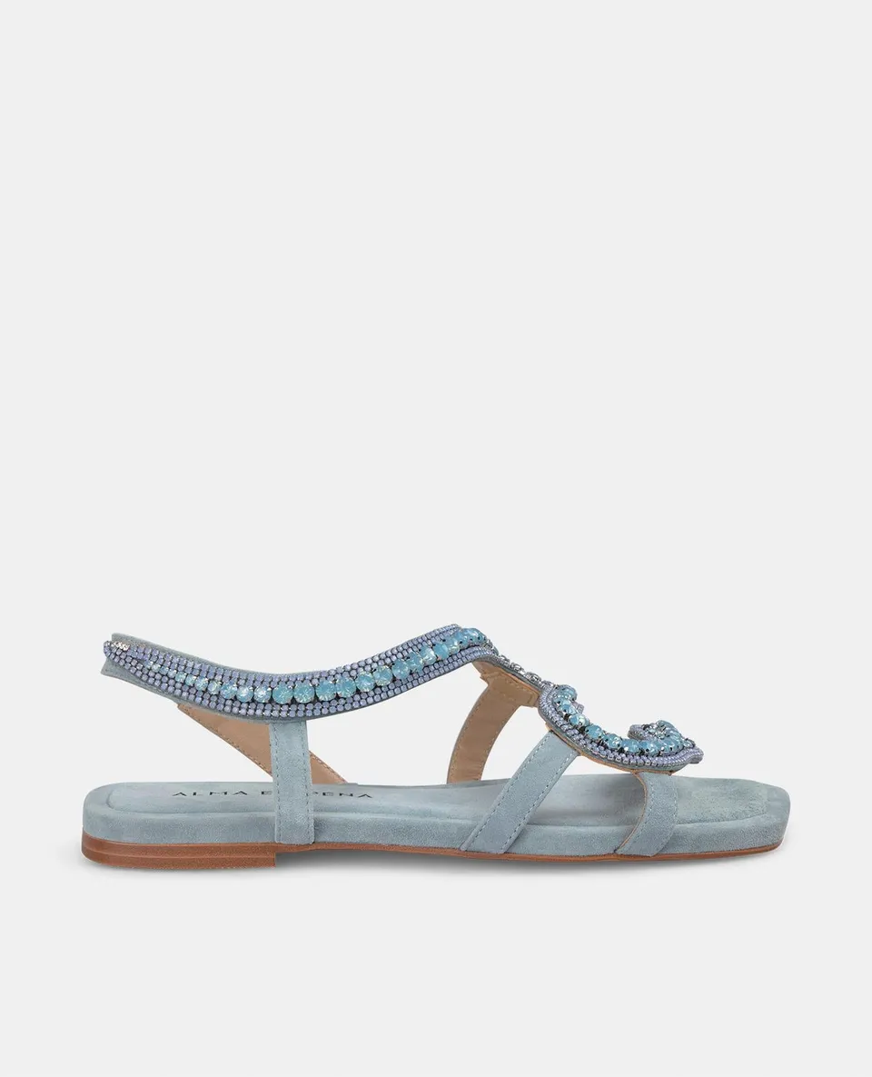 alma-en-pena-snake-sandal-flache-sandale-blau-1-cm image 1