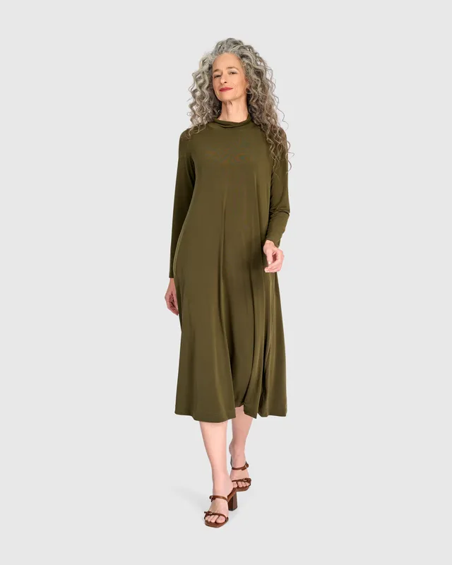 alembika-essential-slinky-a-linien-kleid-maxi-khaki image 1