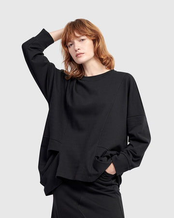 alembika-urban-tucked-sweatshirt-black-damen image 2