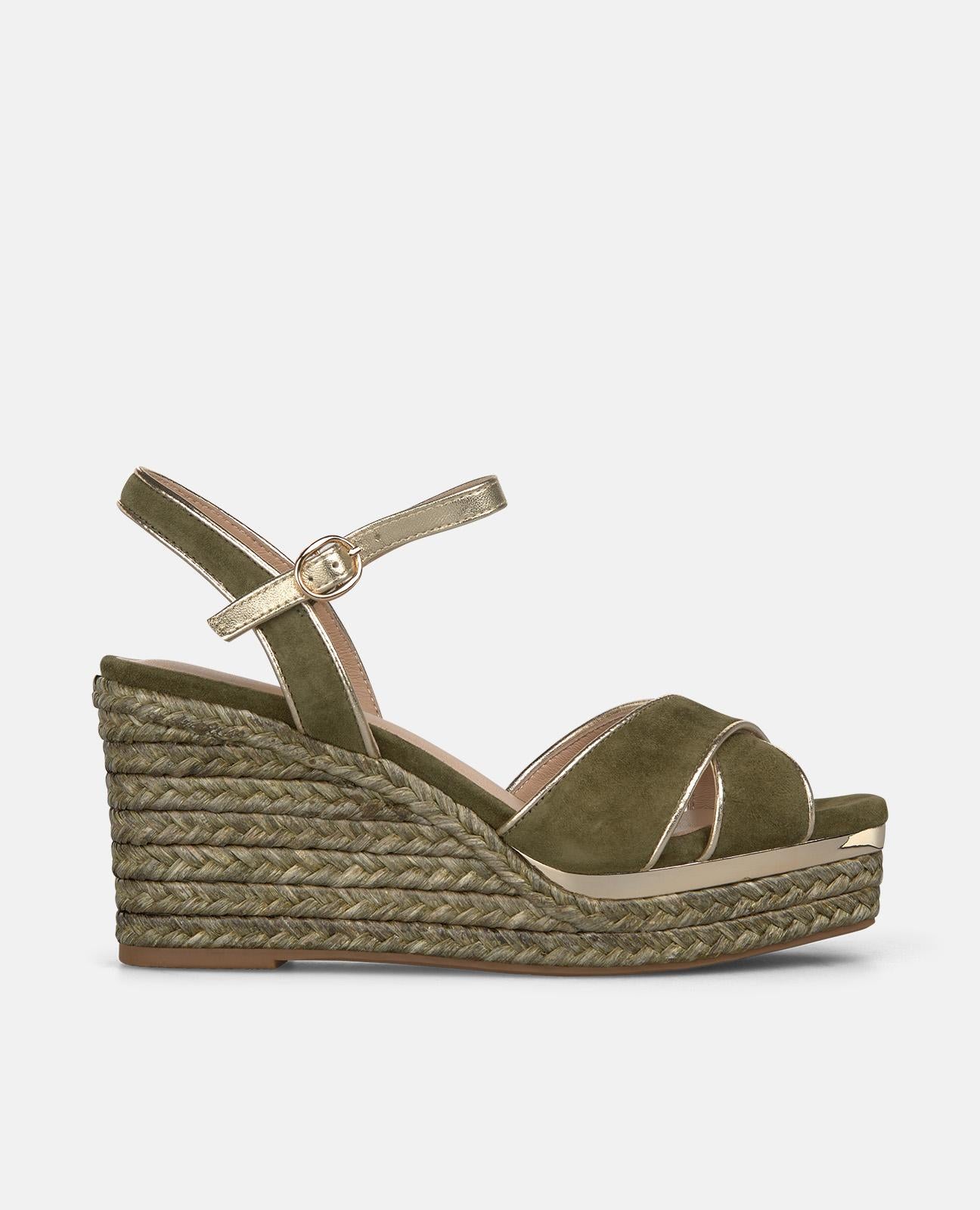 alma-en-pena-double-crossed-strap-esparto-keilsandale-9-5-cm-khaki image 1
