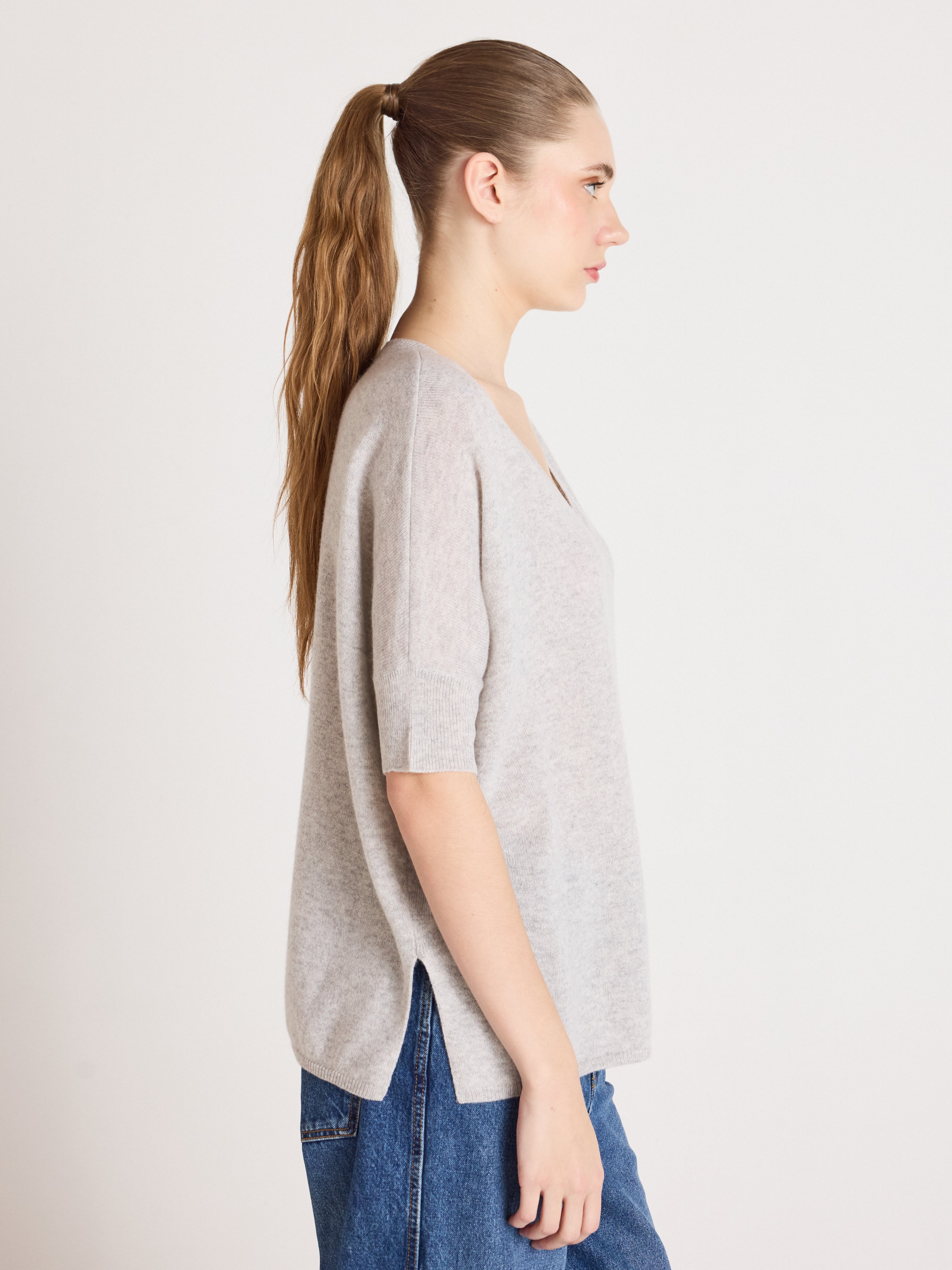 absolut-kate-pull-poncho-damen-v-ausschnitt-kaschmir-hellgrau image 3