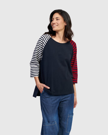 alembika-harlow-boxy-top-tunika-navy-stripes image 2