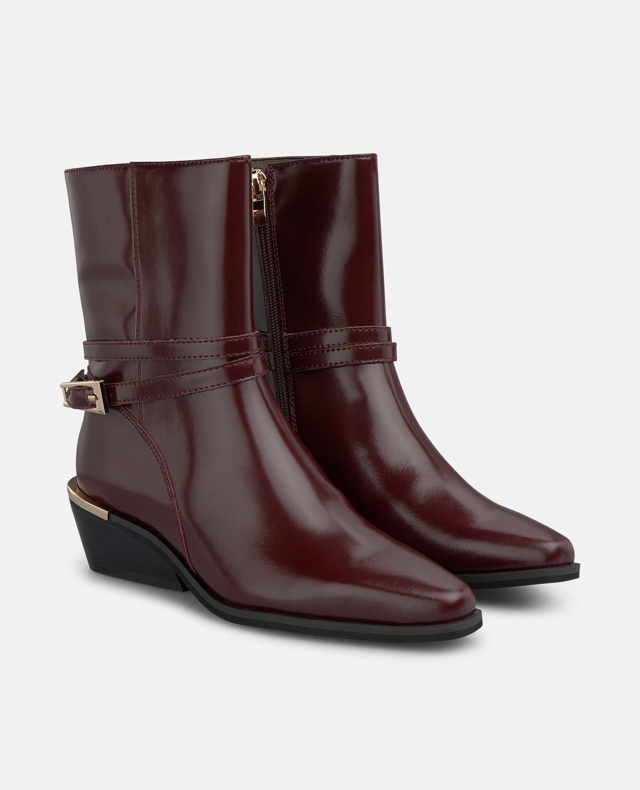alma-en-pena-stiefeletten-aus-nappa-leder-mit-schnalle-bordeaux-4-5-cm image 3