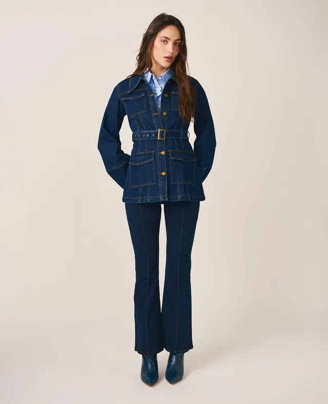 alma-en-pena-flared-jeans-dunkelblau-baumwollmix-g-rtel-rei-verschluss image 1