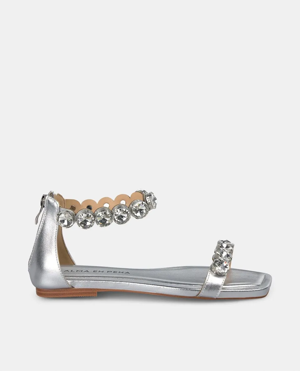 alma-en-pena-flat-sandal-straps-detail-sandale-silber-1-cm image 1