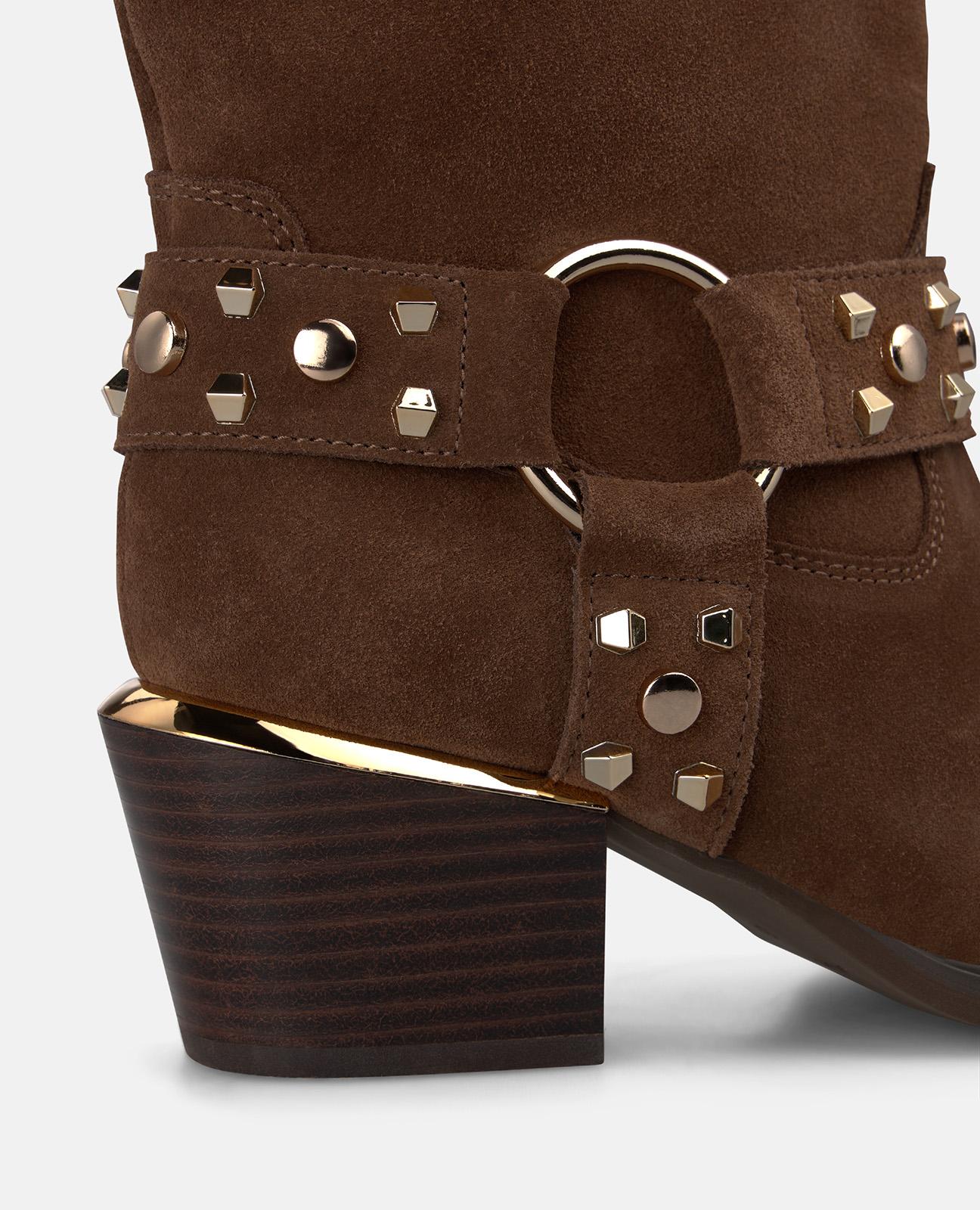 alma-en-pena-cowboy-stiefelette-velours-6-cm-camel-mit-nieten image 4