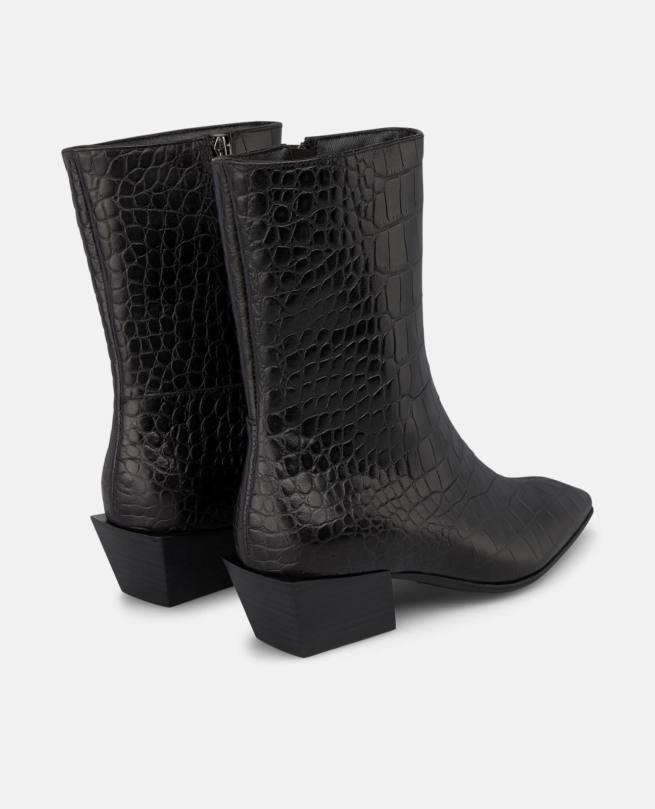 alma-en-pena-animal-print-leder-booties-schwarz-4-cm-blockabsatz image 3