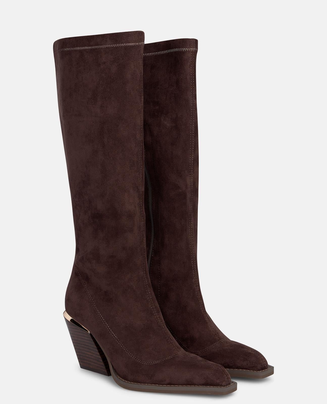 alma-en-pena-high-top-stiefel-mit-rei-verschluss-und-8-cm-blockabsatz-braun image 2