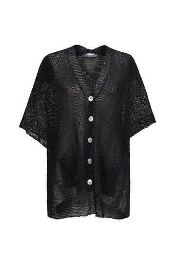 alembika-luxe-cardigan-schwarz-kurzarm-strickjacke image 7