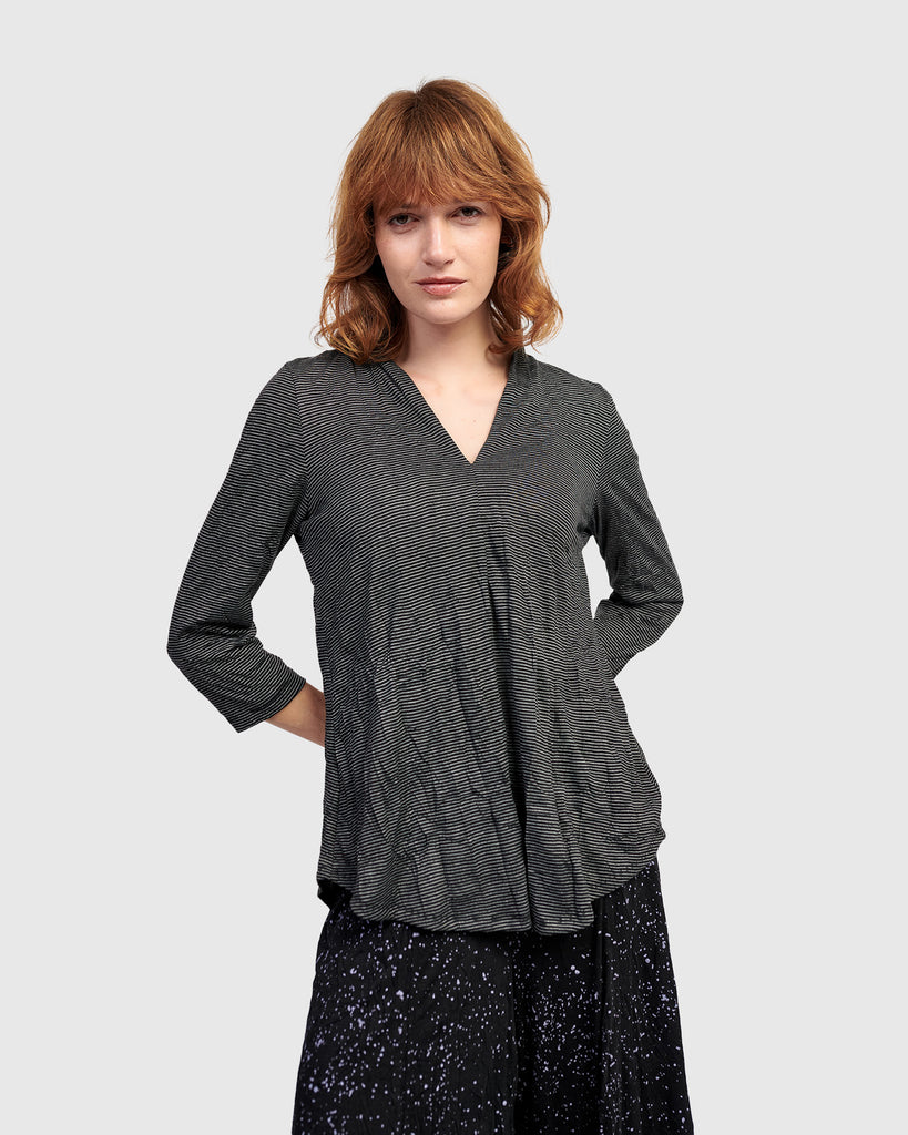 alembika-clarke-v-neck-top-shirt-pinstripes image 1