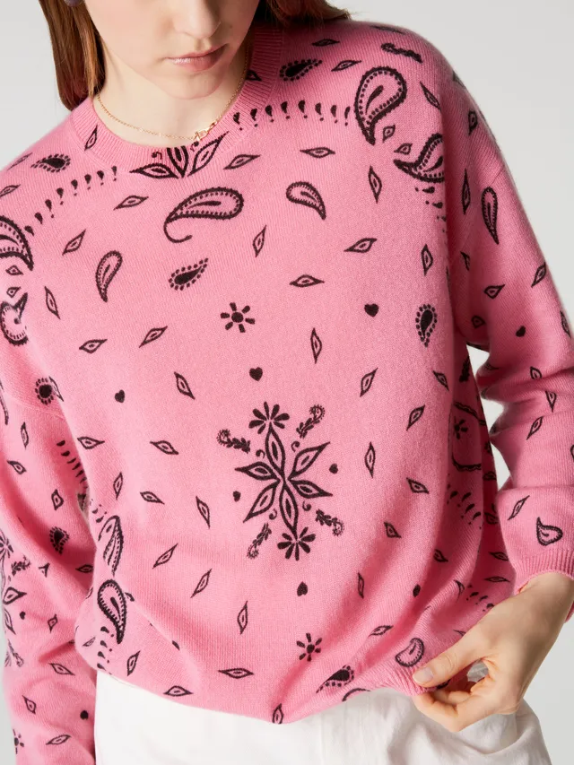 absolut-ariane-print-damen-kaschmirpullover-rundhals-bandana-print-pink image 1