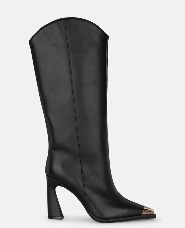 alma-en-pena-nappa-boots-schwarz-mit-metallic-kappe-damen-high-boots-9-cm-absatz image 1