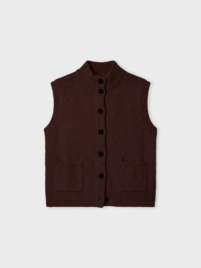 absolut-alanis-damen-strickweste-rmellos-wolle-baumwolle-braun image 1