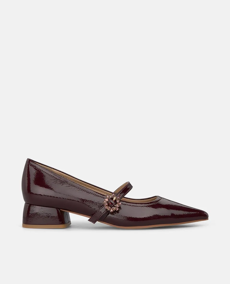 alma-en-pena-ballerina-bordeaux-mit-schnalle-flacher-lederschuh-3-5-cm image 1