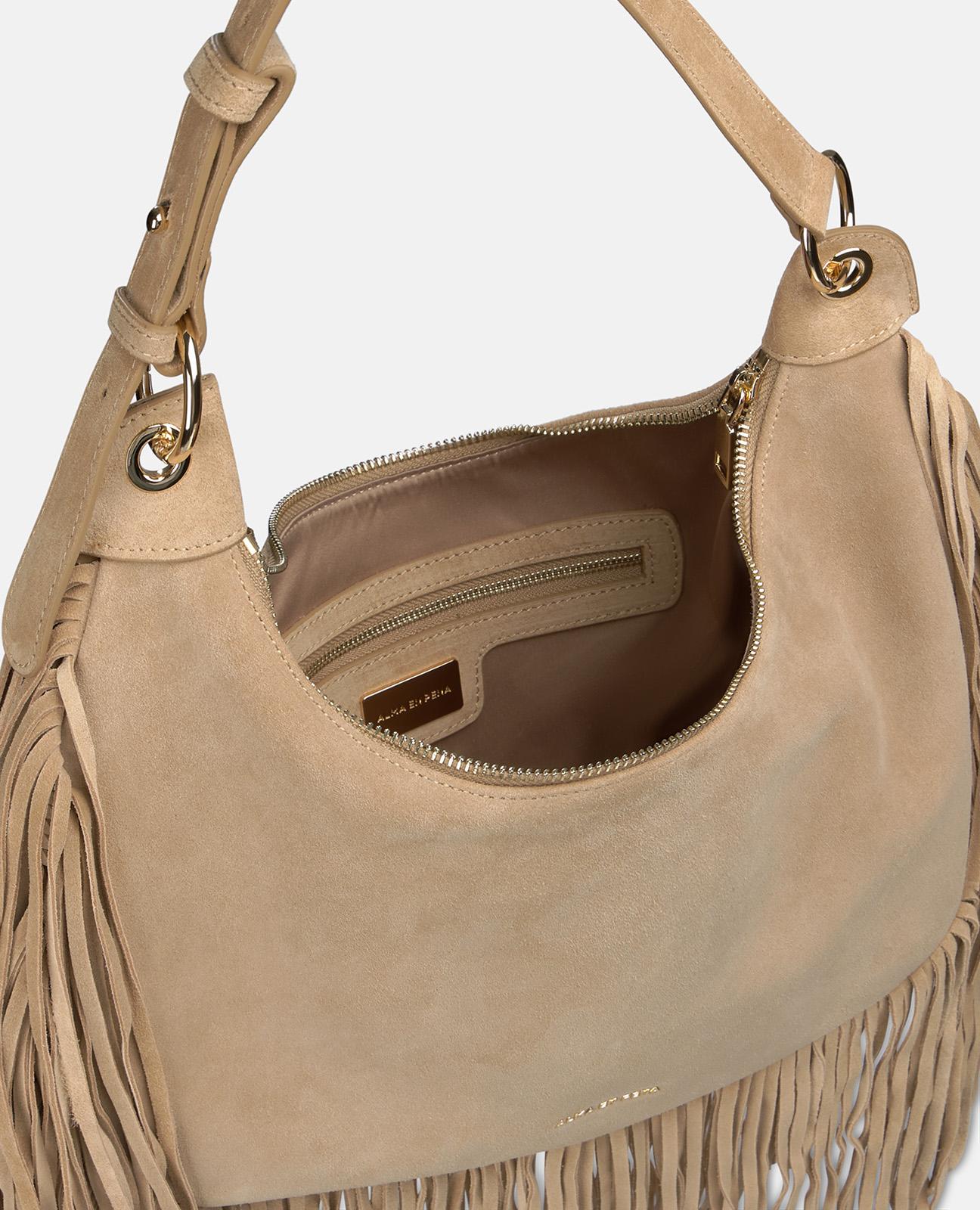 alma-en-pena-fringed-schultertasche-leder-in-arena image 4