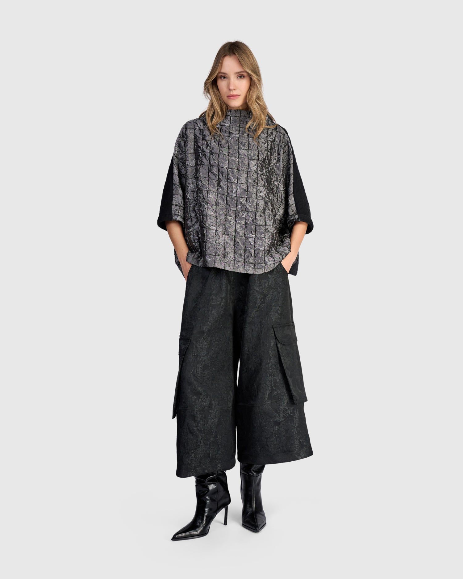alembika-gallium-top-silver-damen-metallic-top-quilted image 2