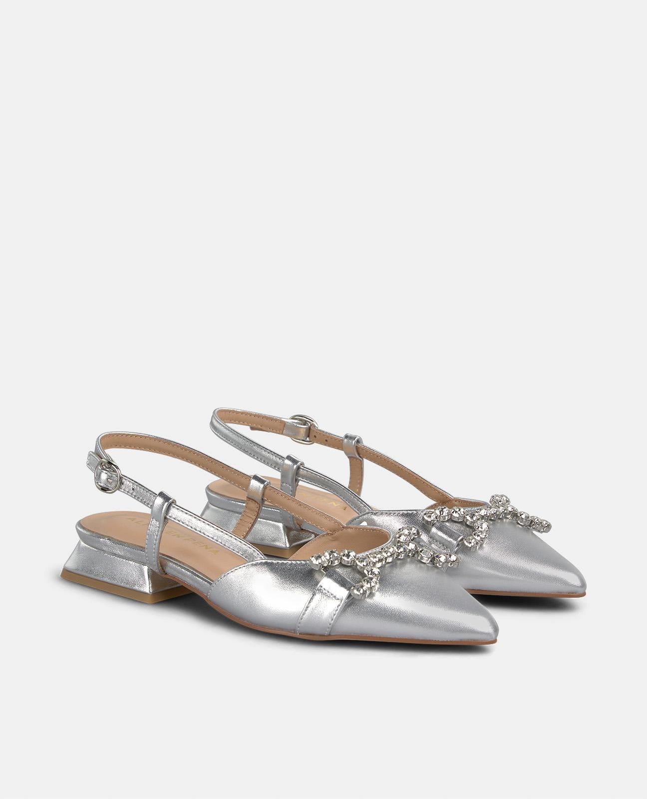 alma-en-pena-flat-stirrup-ballerinas-mit-strass-silber image 2