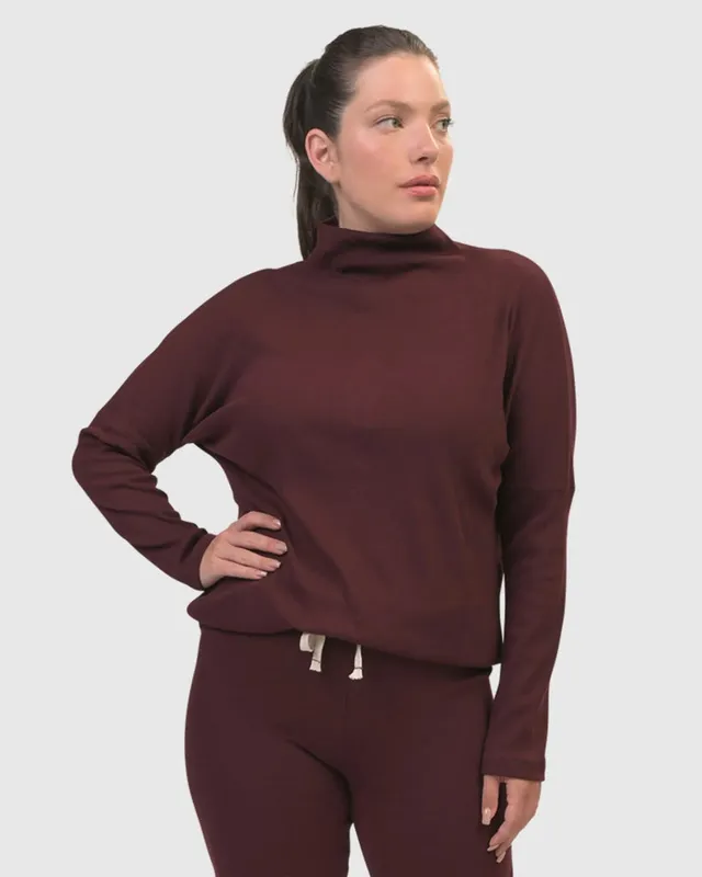 alembika-zen-drawstring-sweatshirt-wine-pullover image 1