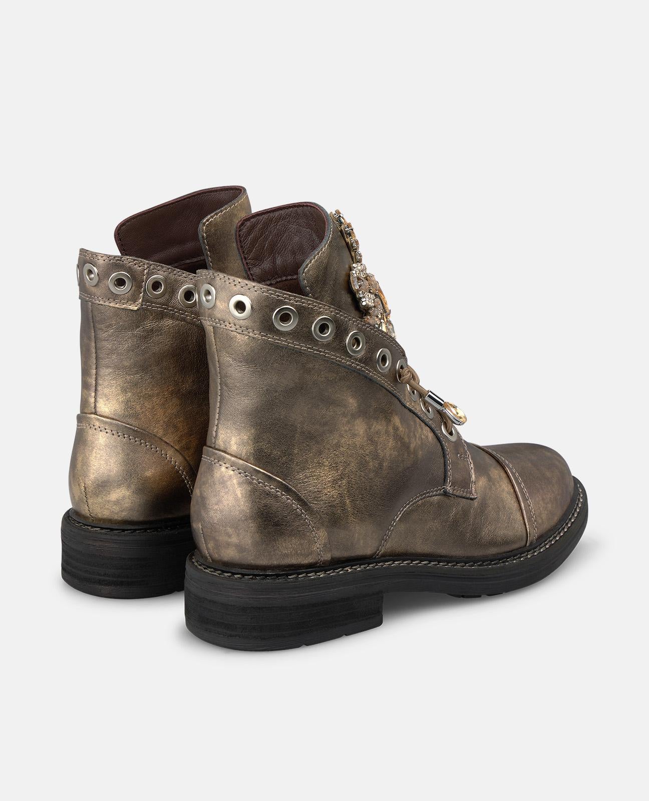 alma-en-pena-military-loot-bronze-damen-schn-r-stiefeletten-leder-flach-3-cm image 3
