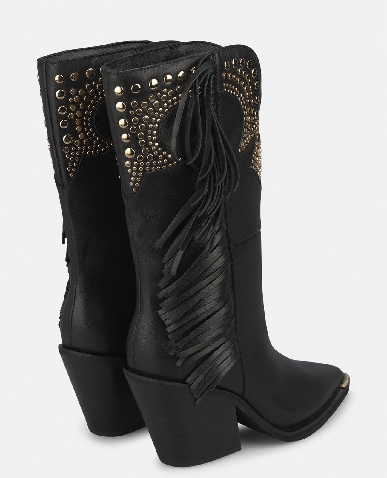 alma-en-pena-leder-cowboy-boots-schwarz-mit-nieten-8-cm image 3
