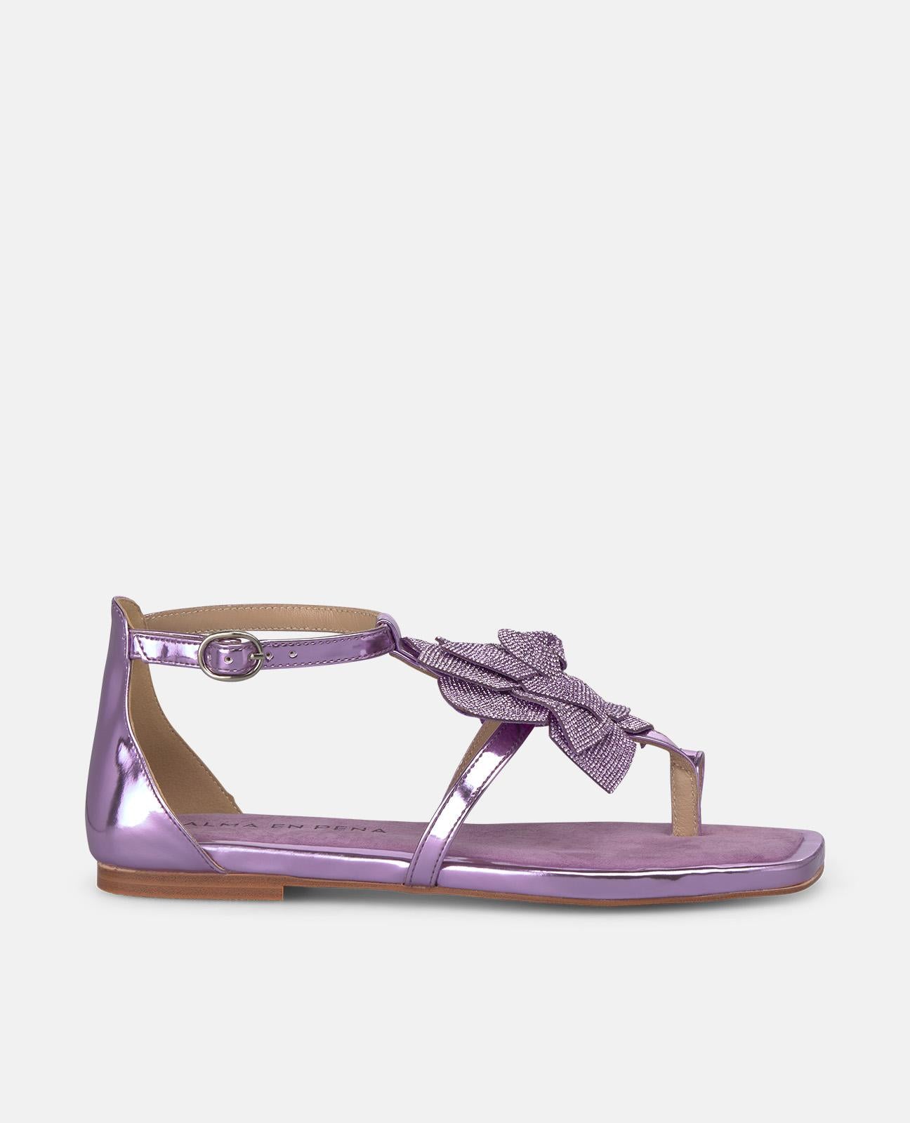alma-en-pena-flower-flat-sandale-mit-strass-in-violett image 1