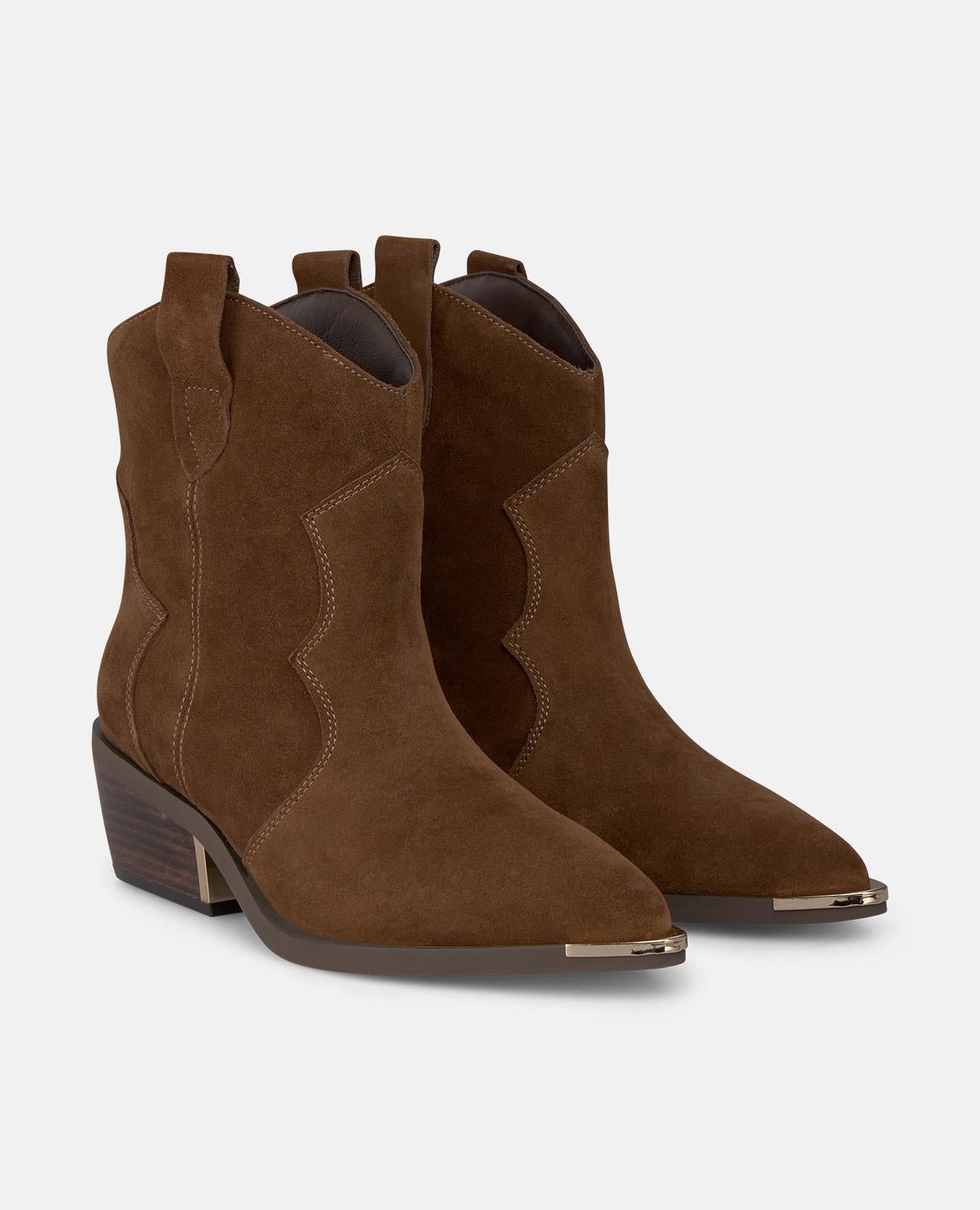 alma-en-pena-cowboy-flat-bootie-flache-damen-stiefelette-camel image 2