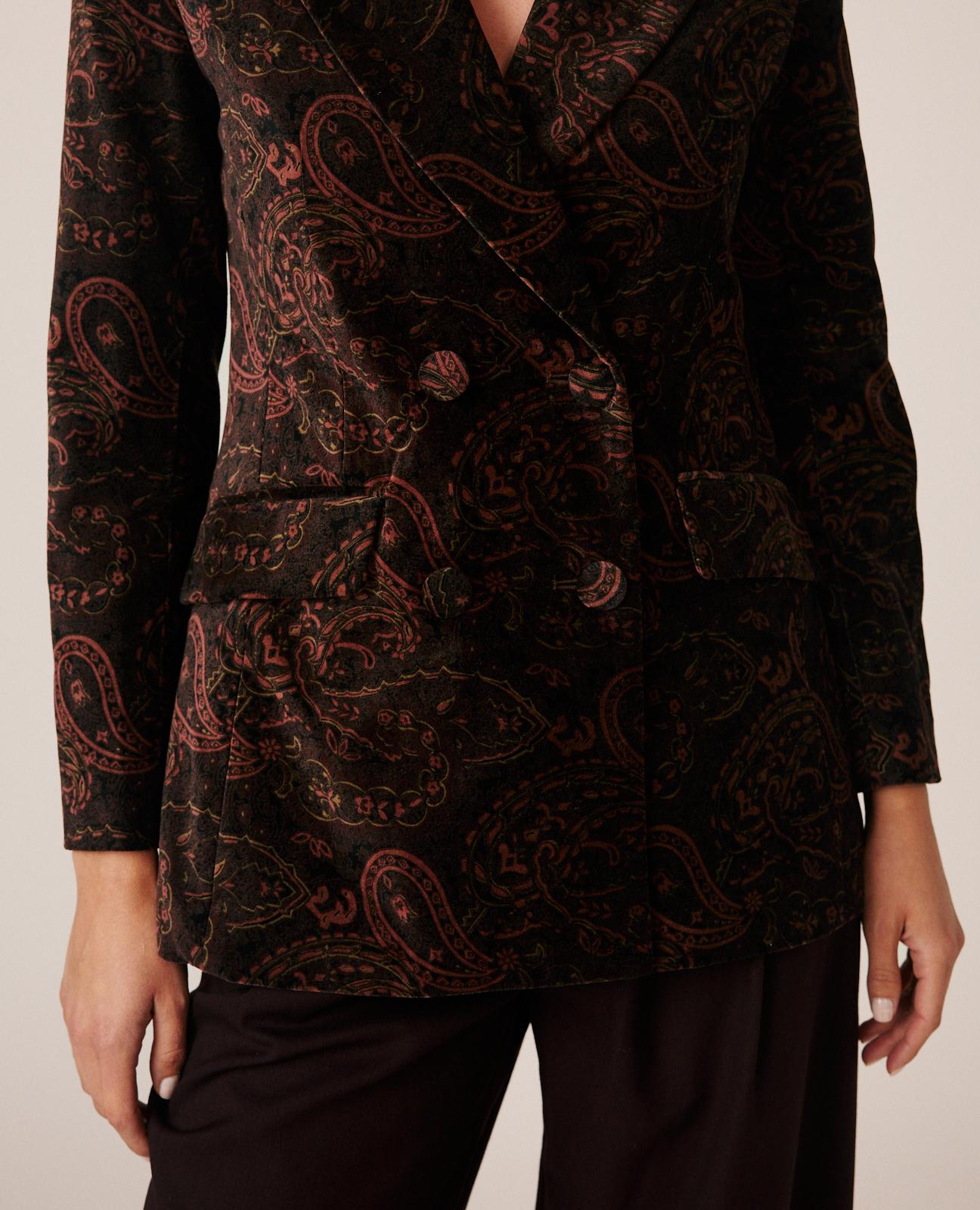 alma-en-pena-paisley-velvet-blazer-samtblazer-braun-wickeloptik image 6