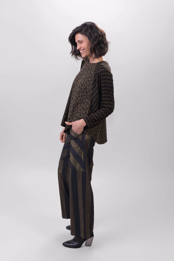 alembika-whisper-pants-khaki-streifen-schlupfhose-viskose image 3